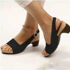 Damen Komfortable Absatzsandalen mit anatomischem Fußbett und elegantem Riemen Heidi-Mode