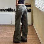 Damen weite Cargo-Hosen mit praktischen Taschen und engem Bund R&B