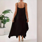 Damen Luftiges Spaghettiträger-Kleid mit asymmetrischem Saum und weichem Stoff R&B