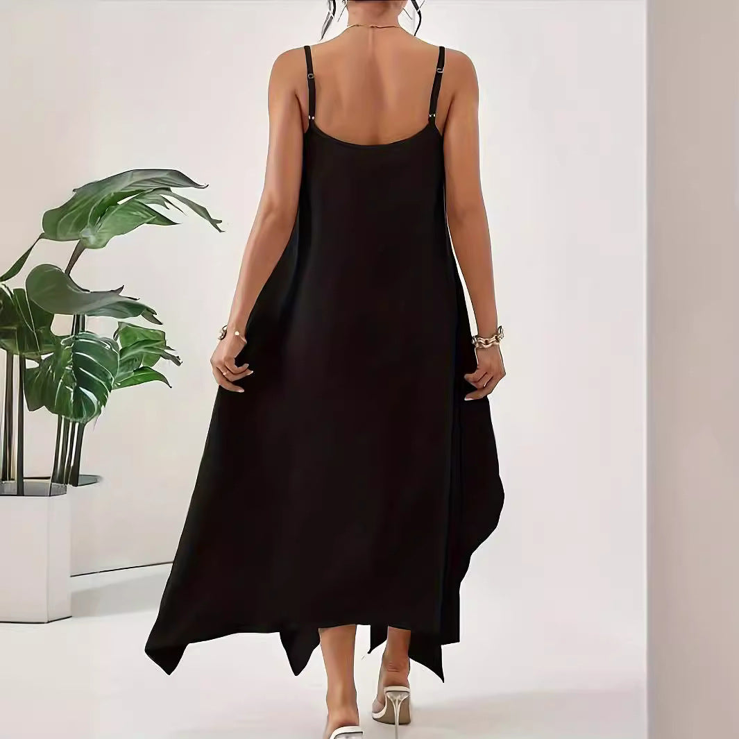 Damen Luftiges Spaghettiträger-Kleid mit asymmetrischem Saum und weichem Stoff R&B