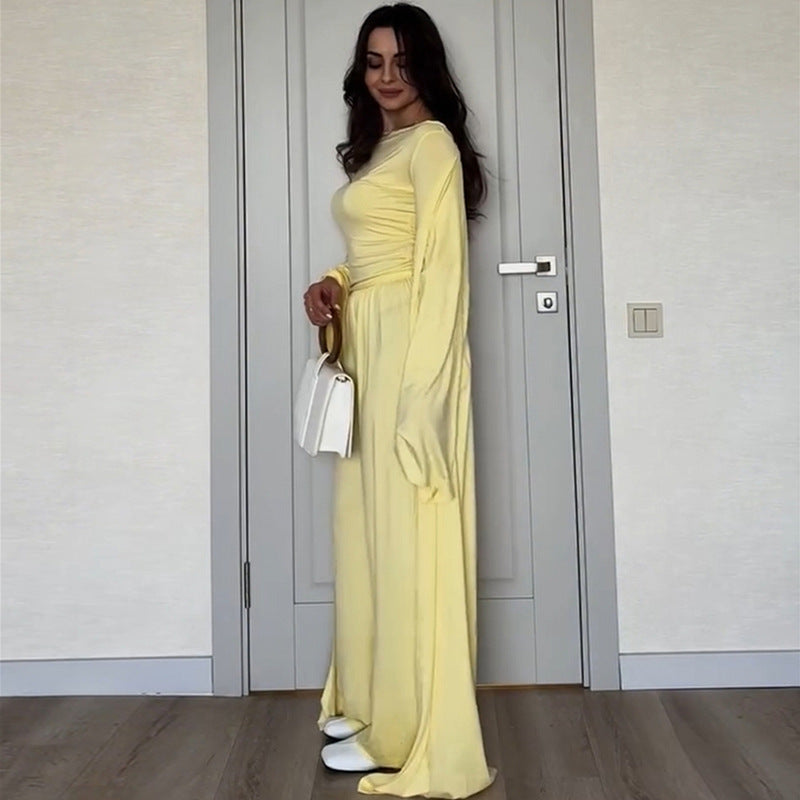 Damen eleganter Maxikleid mit voluminösen Ärmeln R&B