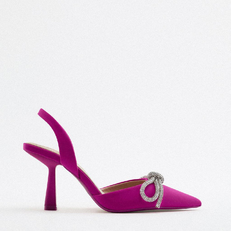 Damen Slingback Pumps mit funkelndem Schleifenakzent und elegantem Absatz R&B