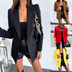 Damen Modischer Doppelreiher-Blazer mit schmaler Silhouette und praktischen Taschen R&B