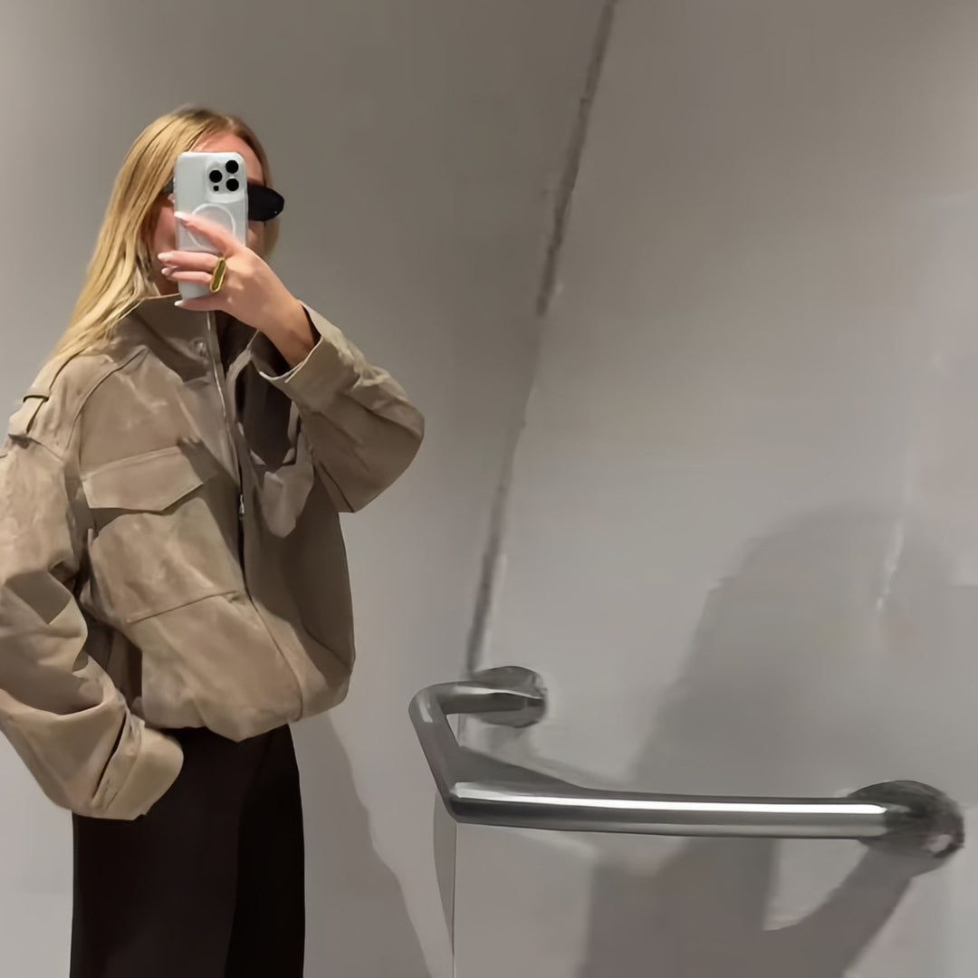 Damen Fetziges Wildlederjacke mit praktischen Taschen R&B