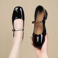 Damen Lackleder Ballerinas mit verstellbarem Riemen und goldener Schnalle R&B