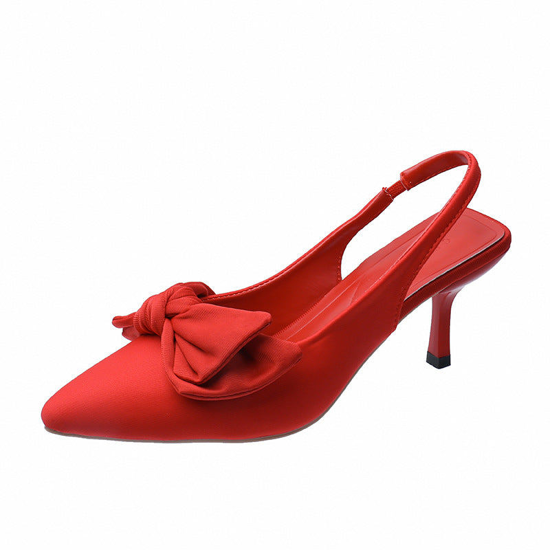 Damen elegante Slingback-Pumps mit modischem Schleifen-Detail und komfortablem Blockabsatz R&B