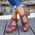 Damen Elegante Schlupfsandalen mit blumenverzierter Oberfläche und anatomischem Fußbett