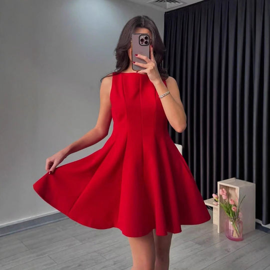 Damen ärmelloses A-Linien Kleid mit seitlichem Reißverschluss R&B