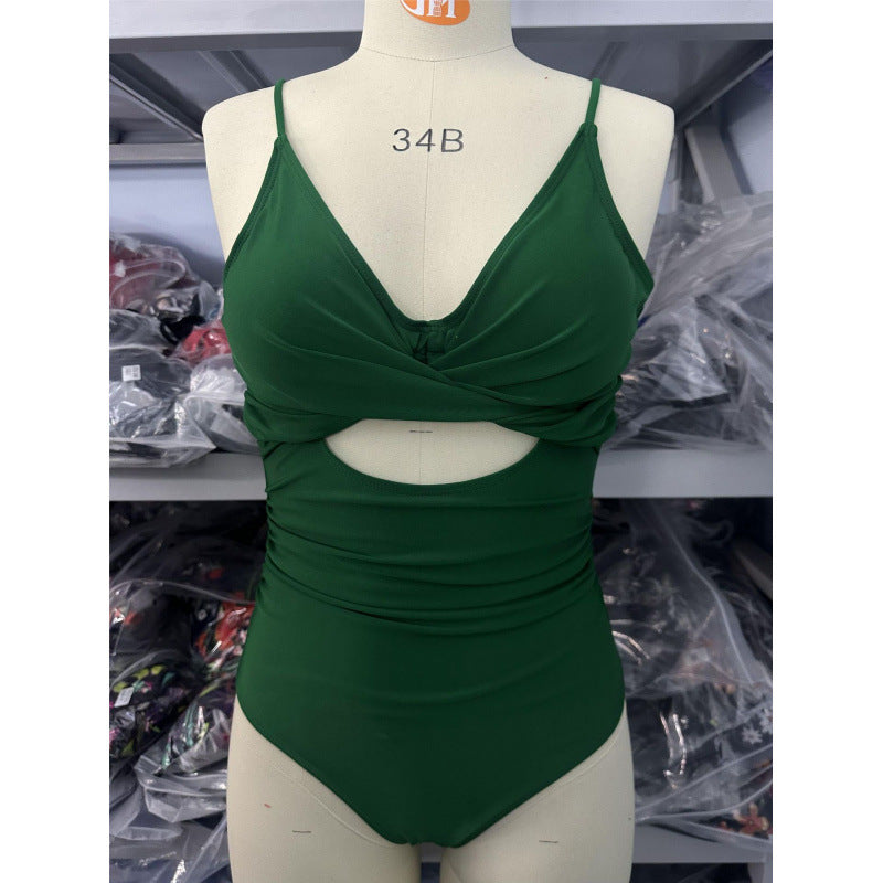 Damen Einteiler Badeanzug mit modernem Wickeldetail und verstellbaren Trägern R&B