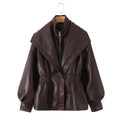 Damen Kunstlederjacke mit asymmetrischem Kragen und tailliertem Schnitt R&B