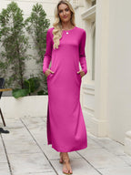 Damen Maxikleid mit lässiger Knopfleiste und animalischen Mustern R&B