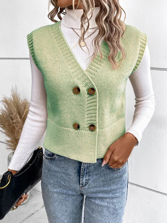 Damen Strickweste mit doppelter Knopfleiste R&B