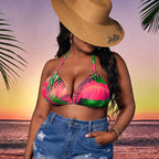 Damen Triangel-Bikinioberteil mit floralem Muster und verstellbaren Trägern R&B