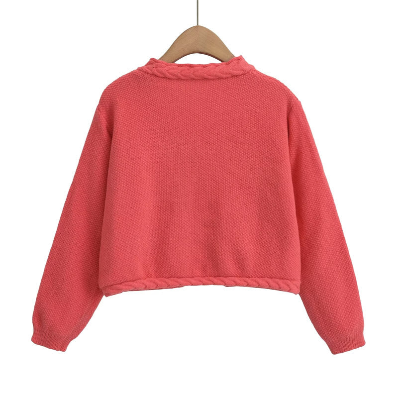 Damen Kurzstrickjacke mit geflochtenen Details und praktischen Taschen R&B