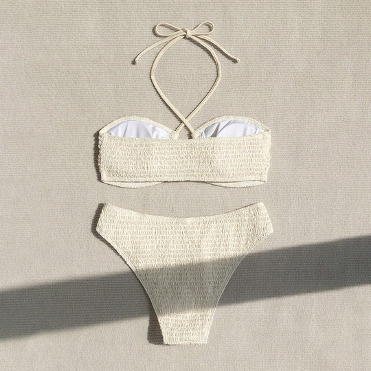 Damen Bandeau-Bikini mit raffinierten Schnürdetails und hohem Beinausschnitt R&B