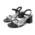 Damen elegante Riemchen-Sandaletten mit glitzerndem Akzent und moderatem Blockabsatz R&B