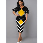 Damen Figurbetontes Kleid mit einzigartigem geometrischem Design R&B