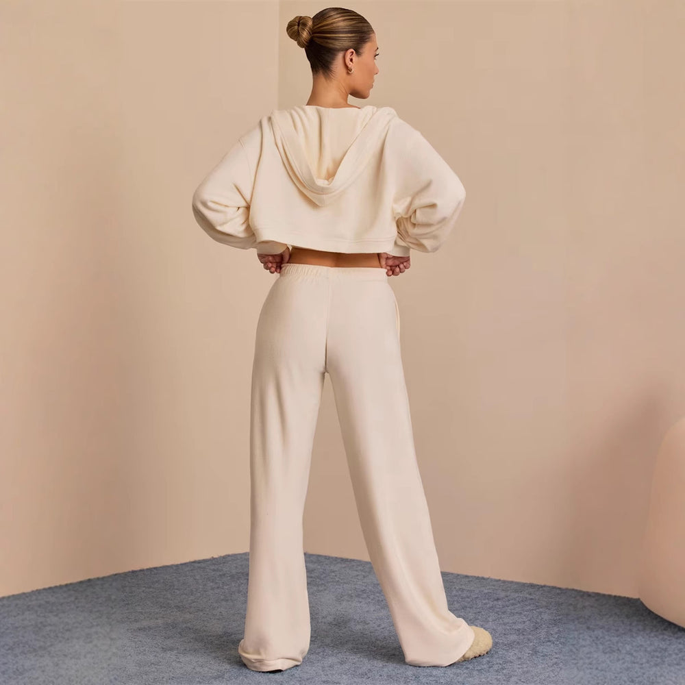 Damen Loungewear Ensemble mit weitem Schnitt und cropped Oberteil R&B