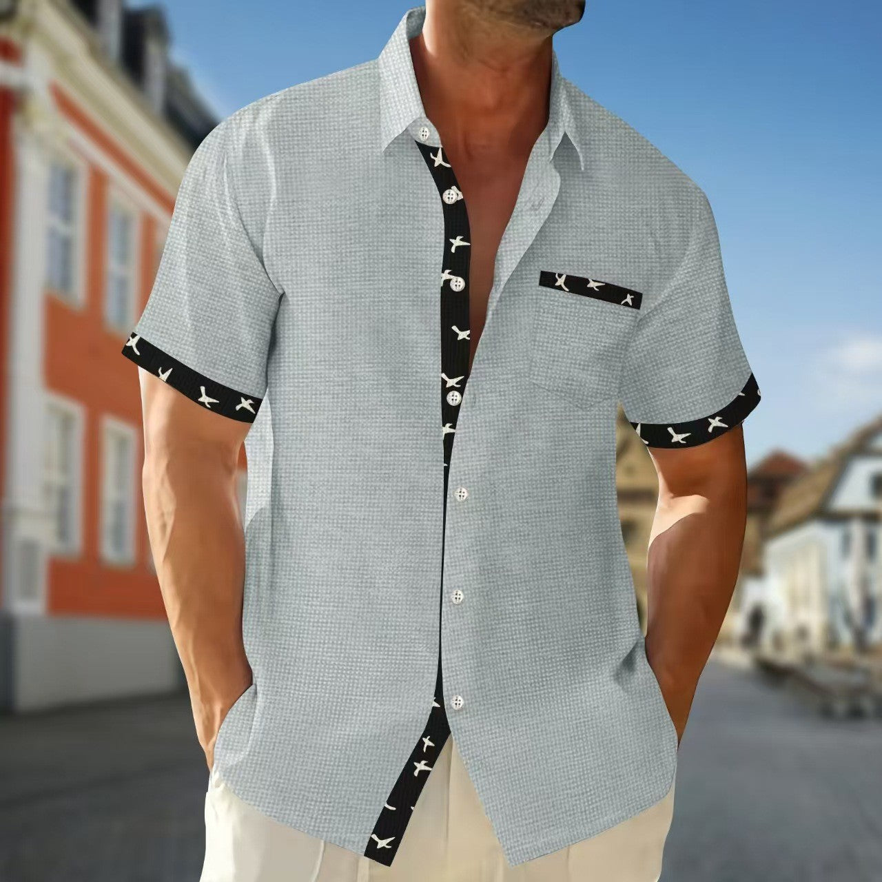 Herren Kurzarmhemd R&B