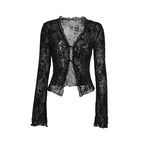 Damen Transparente Spitzenjacke mit floralen Mustern R&B