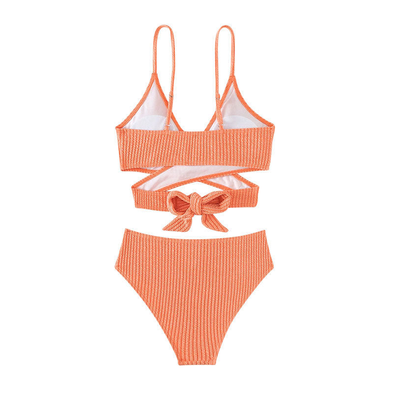 Damen Hochtailliertes Bikini-Set mit elegantem Wickeldesign R&B
