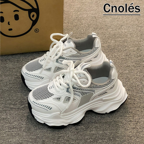 Damen Modische Chunky Sneakers mit atmungsaktiver Mesh-Oberfläche und ausgeprägtem Profil R&B
