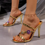 Damen Glamouröse Sandalen mit verziertem Riemen R&B