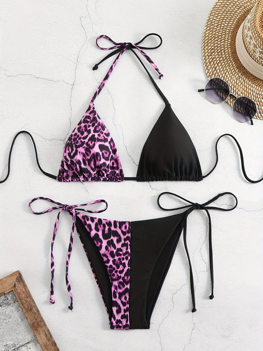 Damen Dreieck-Bikini mit raffiniertem Tiermuster R&B