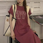 Damen Casual T-Shirt Kleid mit kreativem Schriftzug
