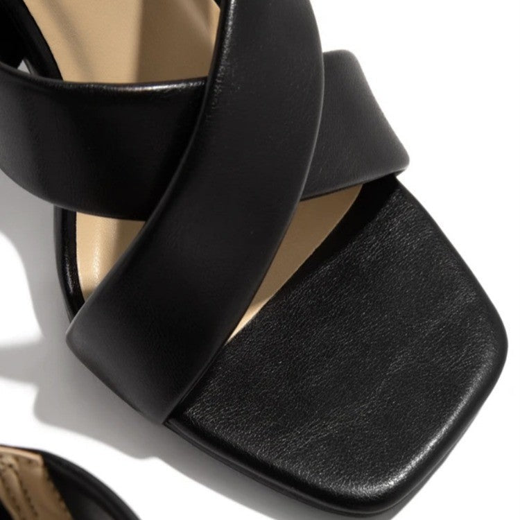 Damen elegante High-Heel Sandalen mit gekreuzten Riemen R&B