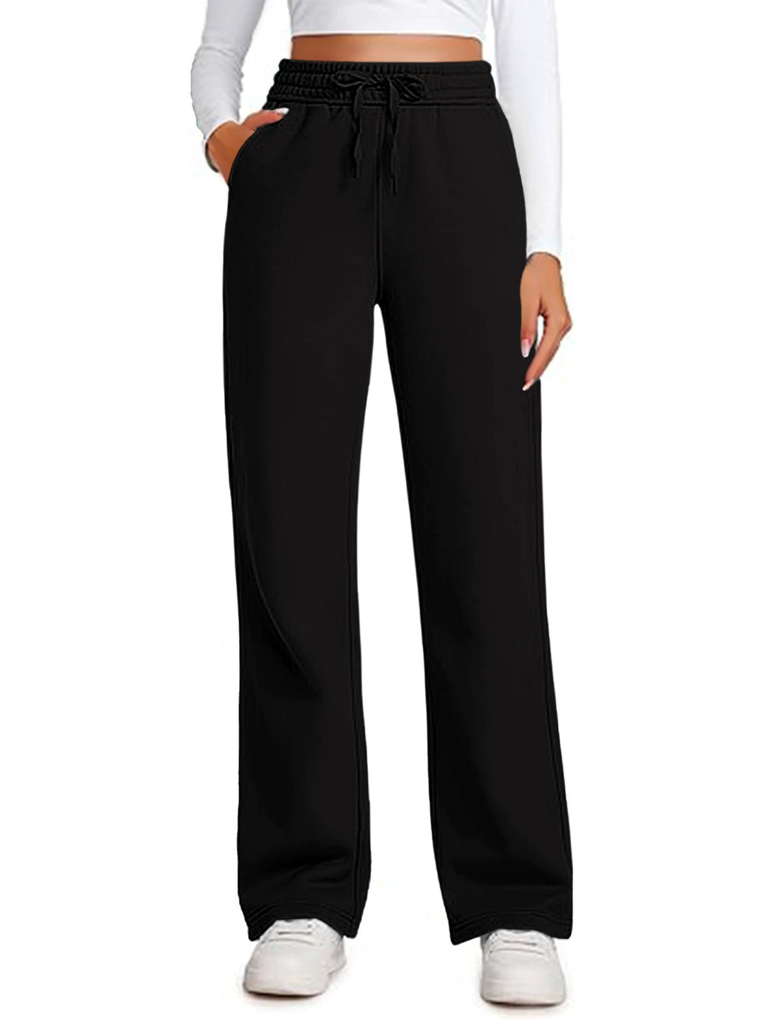 Damen Lässige Freizeithose mit weitem Schnitt und elastischem Bund R&B