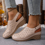 Damen Wedge-Clogs mit perforiertem Design und elastischem Einsatz R&B