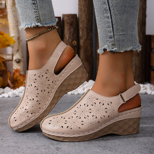 Damen Wedge-Clogs mit perforiertem Design und elastischem Einsatz R&B