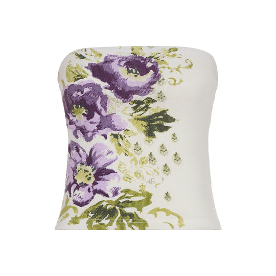 Damen Bandeau-Top mit floraler Stickerei und elastischer Passform R&B