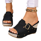 Damen Wedge-Pantoletten mit modischem Schnallen-Design und hochwertigem Obermaterial R&B