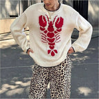 Damen Strickpullover mit Krabbenmotiv und lässigem Schnitt R&B