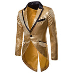 Herren eleganter Pailletten-Blazer mit asymmetrischem Schnitt und luxuriösem Design R&B