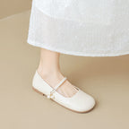 Damen Ballerinas mit modischem Riemchen und Perlenanhängern