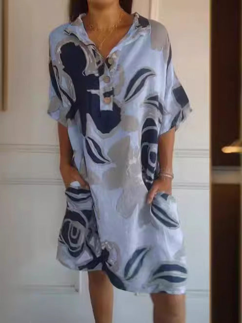 Damen lässiges Kapuzenkleid mit floralem Design R&B