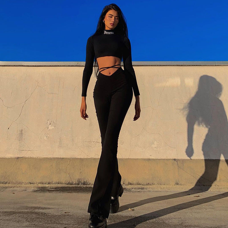 Damen Figurbetonter Jumpsuit mit seitlichem Schlitz und langem Bein R&B