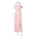 Damen Maxikleid mit schulterfreiem Design und seitlichem Schlitz R&B