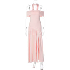 Damen Maxikleid mit schulterfreiem Design und seitlichem Schlitz R&B