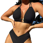 Damen Triangel-Bikini-Top mit verstellbaren Trägern und V-Ausschnitt R&B