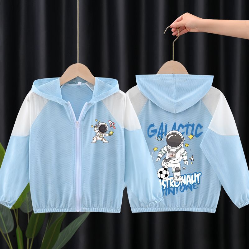 Unisex nan leichte atmungsaktive Kinder-Sommerjacke mit Kapuze und Astronautenprint  R&B