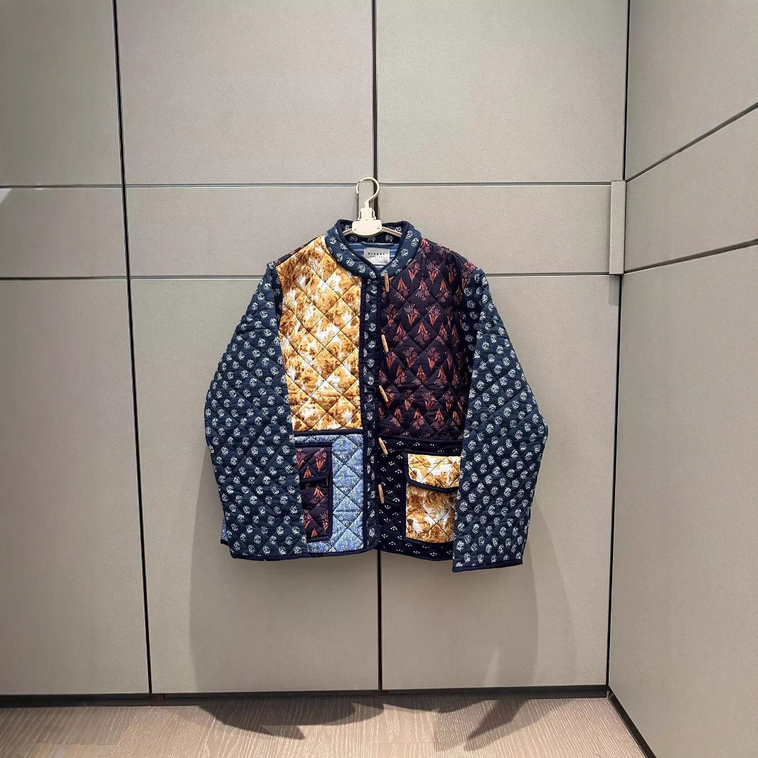 Damen Patchwork Steppjacke mit aufwendigen Mustern und praktischen Taschen R&B
