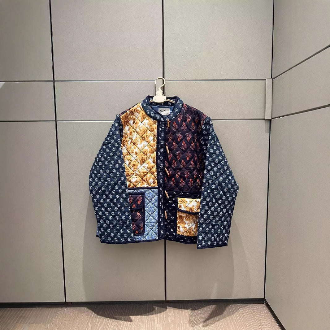 Damen Patchwork Steppjacke mit aufwendigen Mustern und praktischen Taschen R&B
