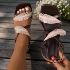 Damen elegante Sandalen mit modischen Riemen und geschwungener Absatzform R&B