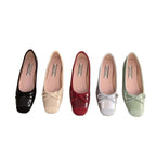 Damen Ballerinas mit eleganten Schleifen und glanzvoller Oberfläche EB