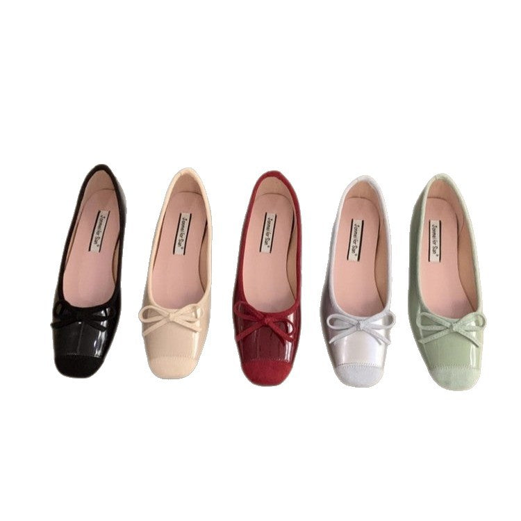 Damen Ballerinas mit eleganten Schleifen und glanzvoller Oberfläche EB