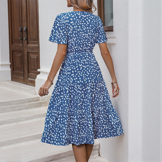 Damen Midikleid mit verspieltem Rüschendesign und taillierter Taille R&B